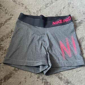 Nike Pro Women's Athletic Shorts in Gray and Pink